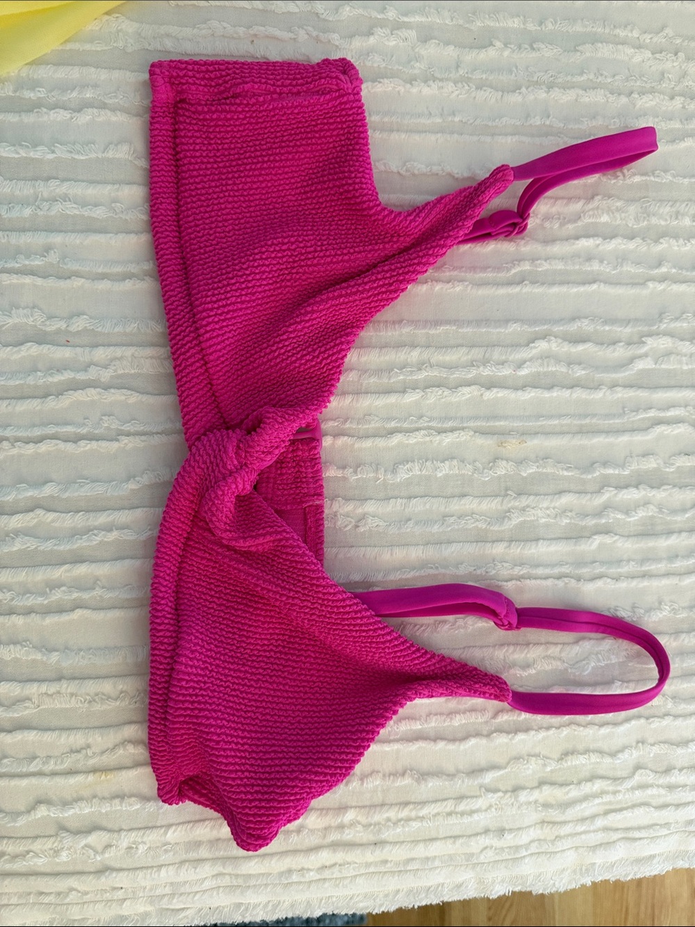 Good American Hot Pink Textured Bikini Top